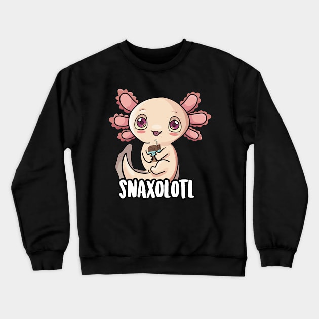 Snaxolotl Shirt Kids Kawaii Axolotl Drinking Chocolate Milk Crewneck Sweatshirt by Boneworkshop